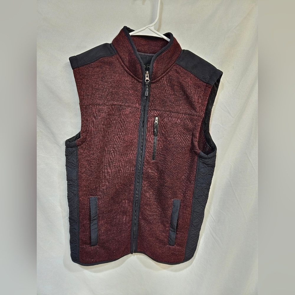 Orvis fleece Vest Full Zip Maroon Men’s Sz M Zip Pockets Outdoor Fishing